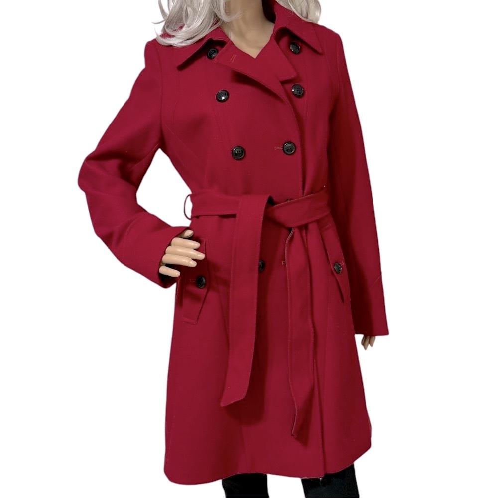 ANA Wool Red Double Breasted Jacket Coat Sz Medium